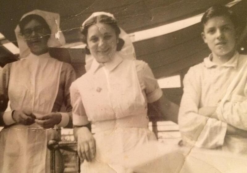 Marian Raphael with nursing colleagues at Hammersmith Hospital, in London