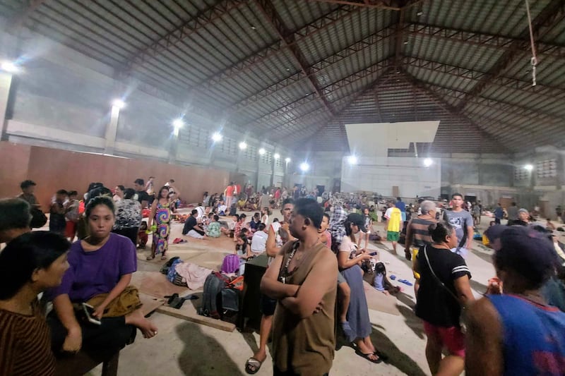 Villagers in a temporary evacuation centre in Hinatuan town, Surigao del Sur province, southern Philippines. Photograph: Hinatuan local government unit/AP