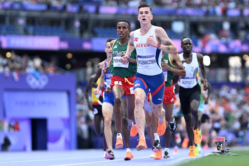 Jakob Ingebrigtsen during the heats of the men's 5,000m at last year's Paris Olympics. Photograph: Kirill Kudryavtsev/AFP via Getty Images