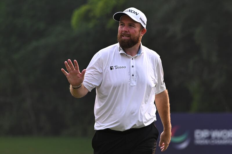 Ireland's Shane Lowry acknowledges the gallery after holing out on the 18th green in the final round of the DP World India Championship at Delhi Golf Club. Photograph: Prakash Singh/Getty Images