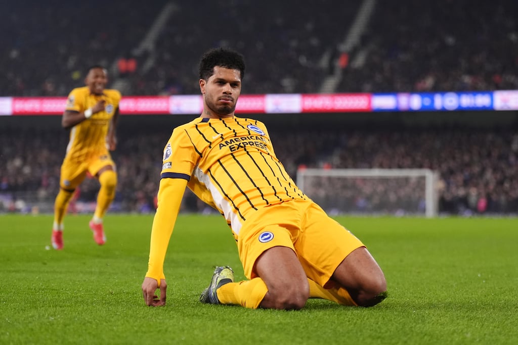 Georginio Rutter celebrates scoring Brighton's second goal. Photograph: John Walton/PA