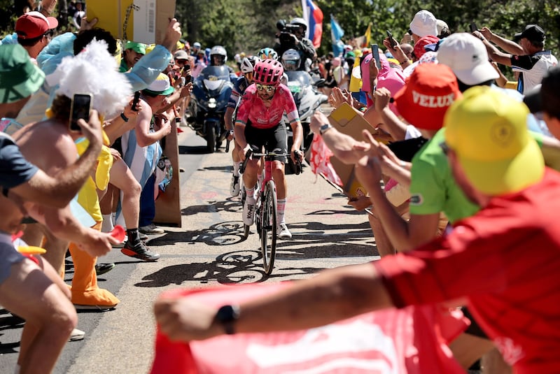 Ben Healy: "We tried to attack, but it was hard to distance each other in the headwind. In hindsight, I should have pushed a bit more in the steep part at the bottom." Photograph: EPA