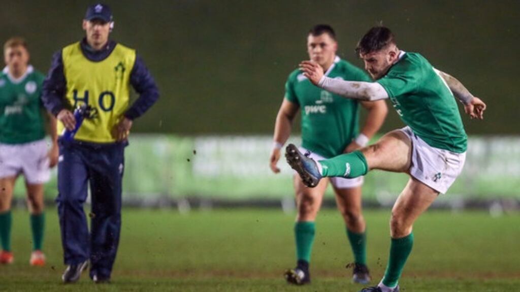 Ireland Under-20s outhalf Bill Johnston is determined to spoil England’s Grand Slam party. Photograph: Alex Dodd/Inpho