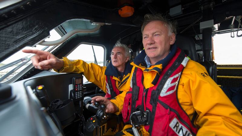 Baltimore lifeboat: coxswain Kieran Cotter and crew member Ronnie Carthy. Photograph: Michael Mac Sweeney/Provision