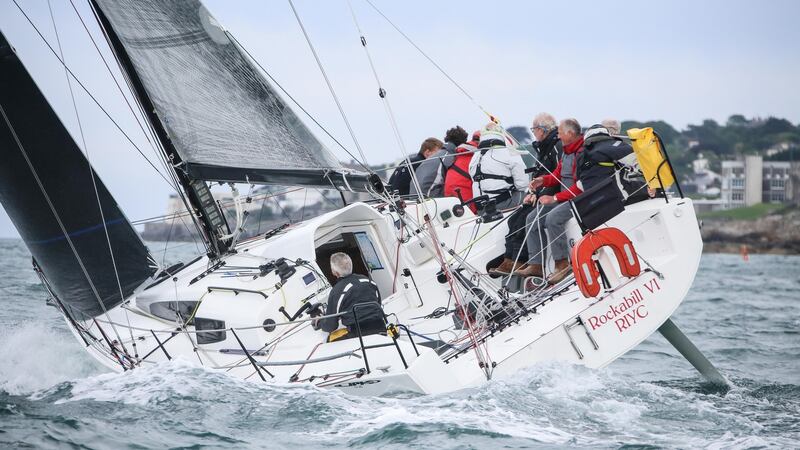 Rockabill VI (Paul O’Higgins) from the Royal Irish Yacht Club is the fleet leader in the Dun Laoghaire to Dingle Race. Photo: David O’Brien