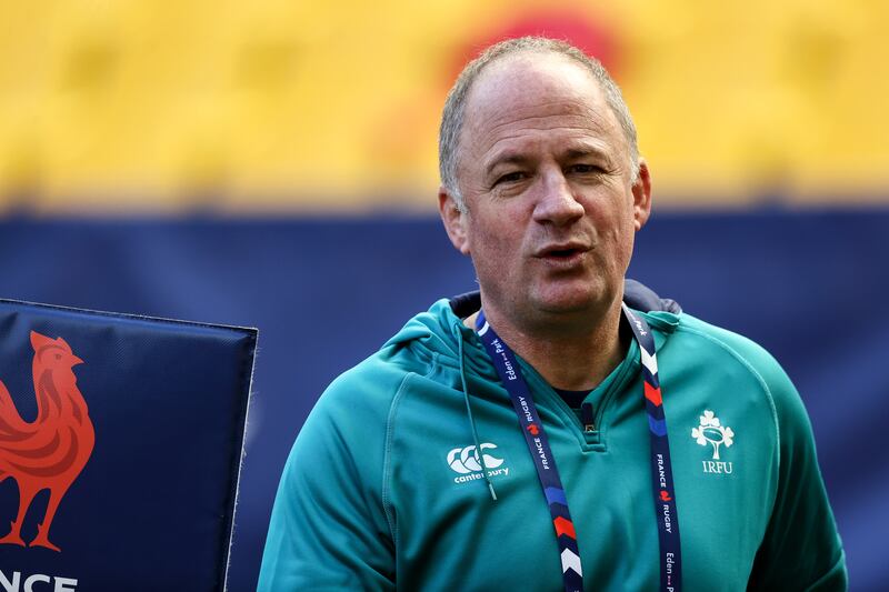 IRFU performance director David Humphreys at the Ireland Rugby Women’s Captain’s Run in Stade Marie-Marvingt, Le Mans. Photograph: Ben Brady/Inpho