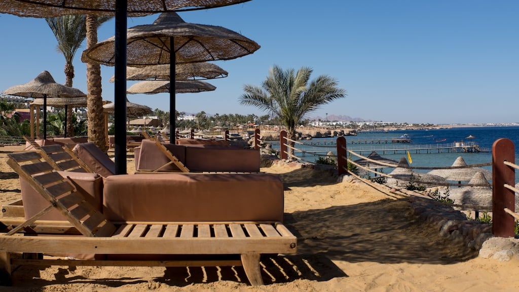 Vacant beach chairs at the Egyptian tourist resort of Sharm el-Sheikh. Photograph: Chris McGrath/Getty Images