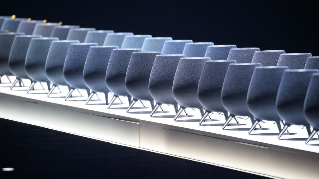 The new Samsung Galaxy Home speaker. Photograph:  Drew Angerer/Getty