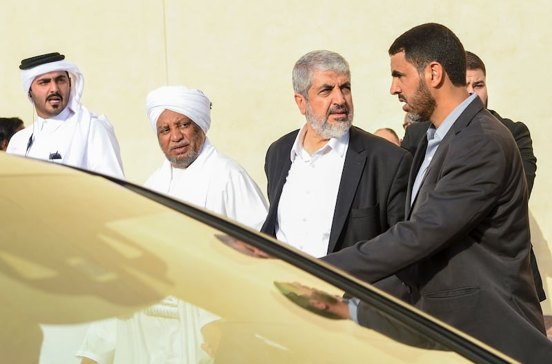 Khalid Mashal (second right) who is currently responsible for Hamas abroad attends the funeral of prominent Muslim scholar Youssef al-Qaradawi in Doha, Qatar in 2022.