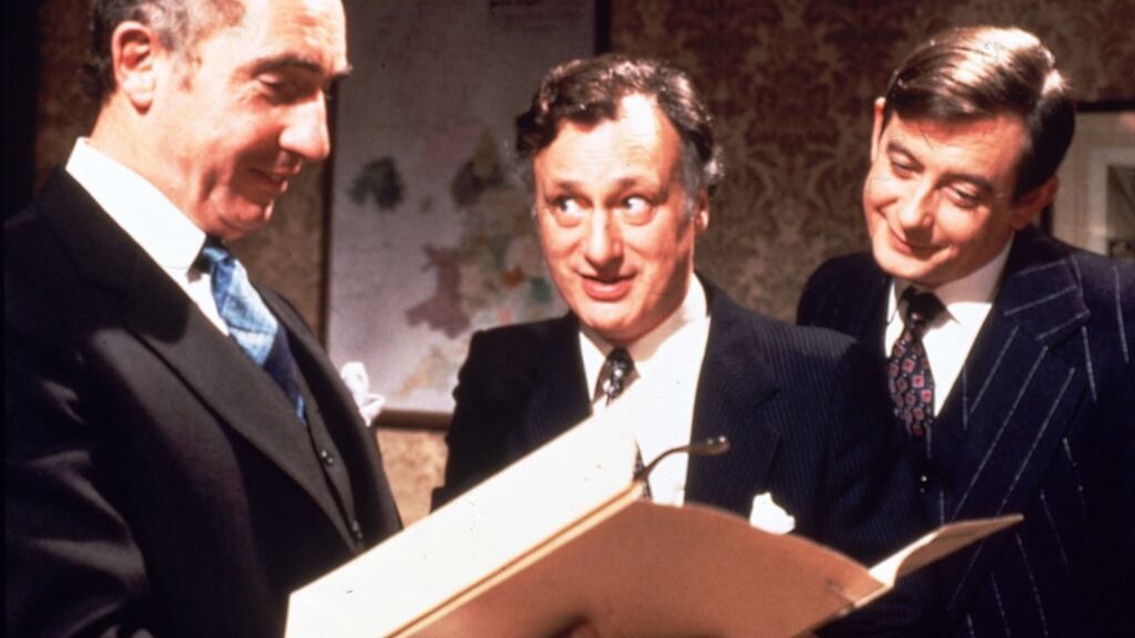 ‘Yes Minister’ stars Nigel Hawthorne, Paul Eddington and Derek Fowlds.