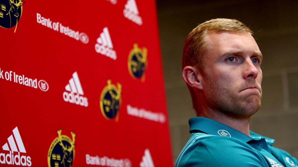 Keith Earls at a Munster press conference at UL, Limerick. Photograph: ©INPHO/Laszlo Geczo