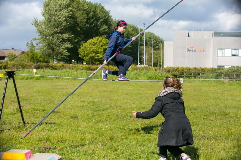 Galway Community Circus' funambulism workshop. Photograph: Anita Murphy