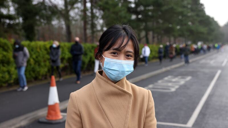 Kri Bajaro (30) is a healthcare worker who received her offer of a booster in October, but had not been in a position to take it up until now.Photograph: Dara Mac Dónaill