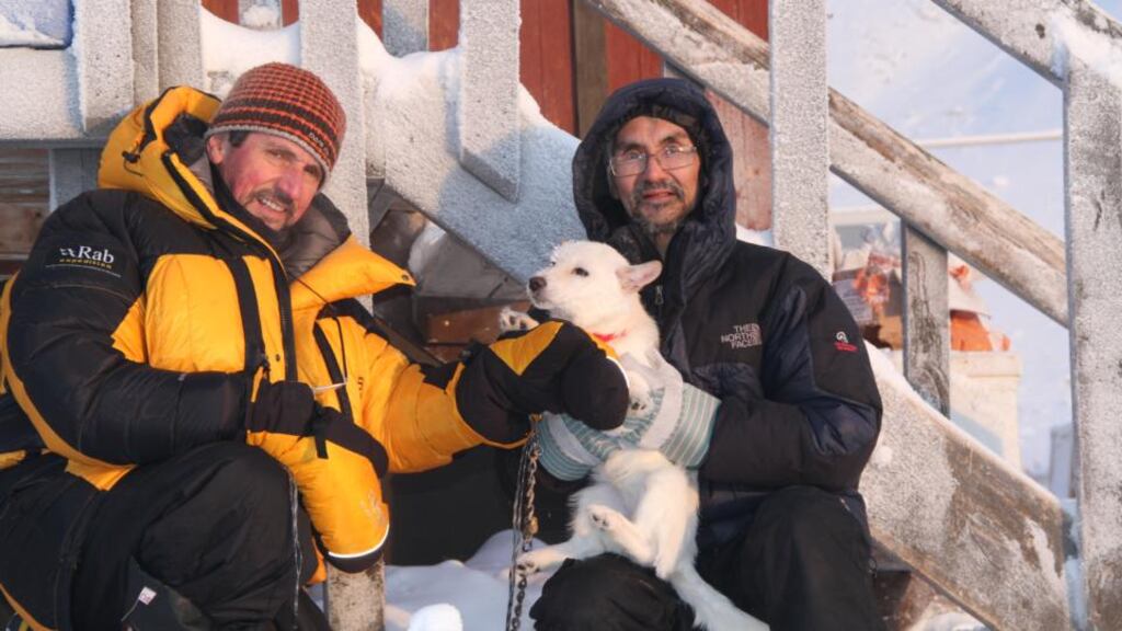 Daylight saving: Charlie Bird with Jopee Kiguktak and his dog in Grise Fiord