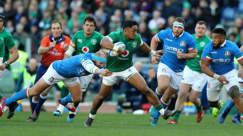 The loss of Bundee Aki so early didn’t help Ireland’s cohesion. Photograph: David Rogers/Getty Images