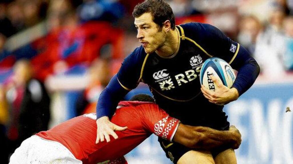 Scotlands Tim Visser tries to break through the Tonga defence during the November Test clash at Pittodrie in Aberdeen which the visitors won 21-15. photograph: ian mac nicol/ afp/getty