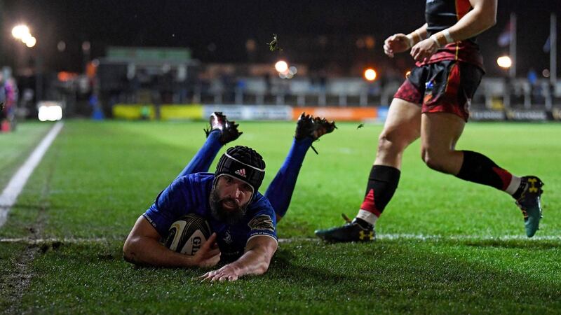 Scott Fardy scores his try. Photograph: Alex Davidson/Inpho