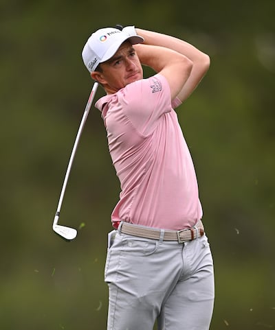 Paul Dunne of Ireland plays his second shot on the fourth hole on the final day of the Spanish Open. Photograph: Stuart Franklin/Getty