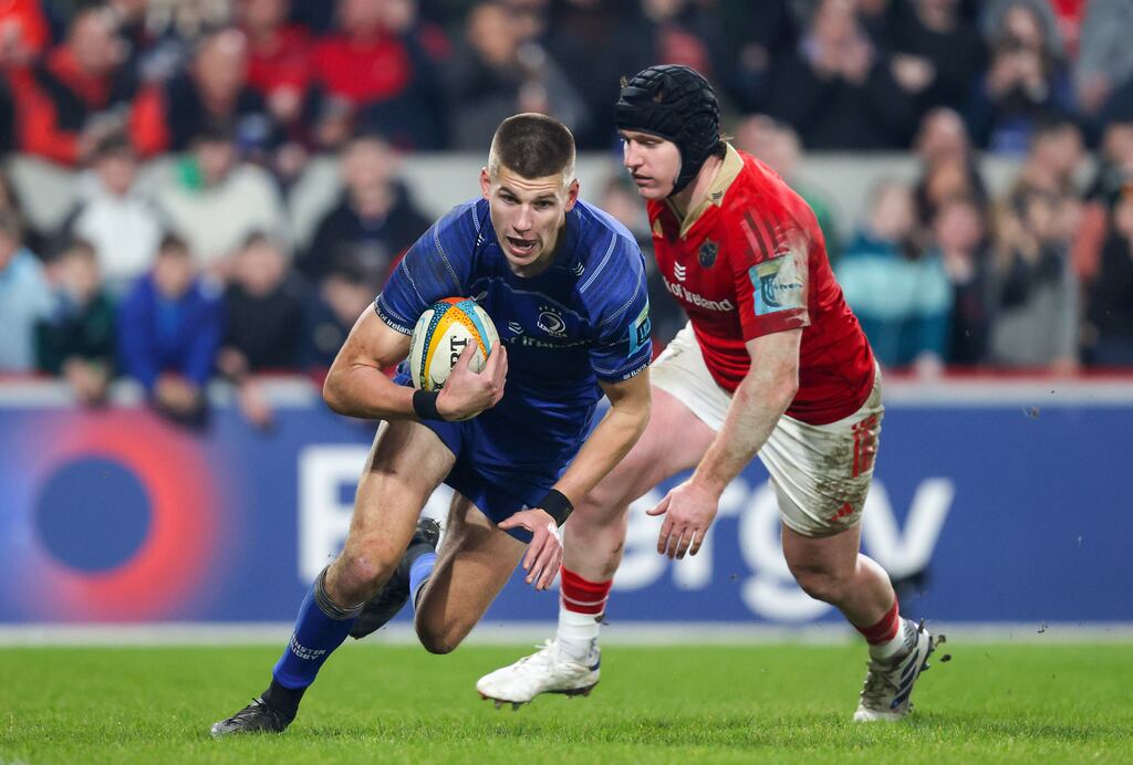 Leinster will need Sam Prendergast to foil whatever plan La Rochelle come up with to try to stop him when the sides clash again in the Champions Cup on Sunday. Photograph: Bryan Keane/Inpho