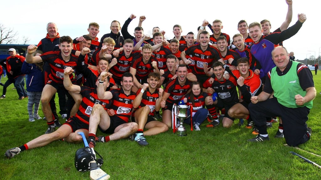 Ballygunner players and staff celebrate their victory over De la Salle in the Waterford SHC Final at Walsh Park. Photograph: Ken Sutton/Inpho