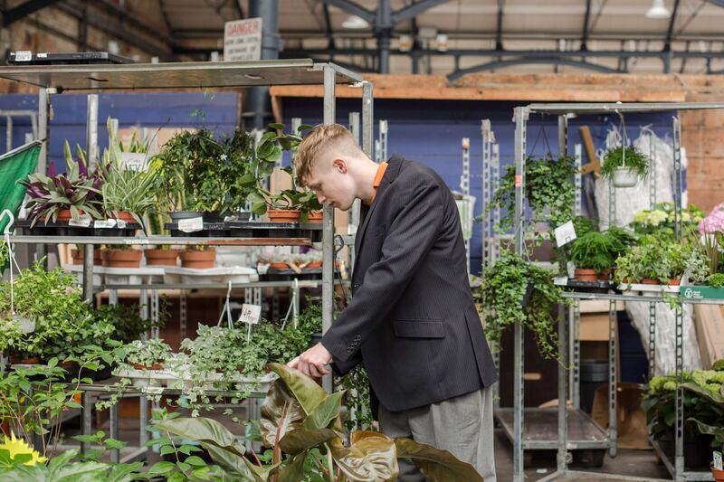 Charcoal suit jacket €5, Age Action, Camden Street, Dublin 8; Nike T-shirt €5, Dublin Vintage, Capel Street, Dublin 1; grey suit trousers €10 Oxfam, South Great George’s Street, Dublin 2