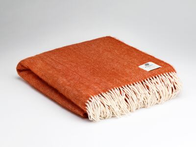 Desert Sky herringbone throw �79.50 from McNutts of Donegal. At Cleo, Kildare Street, Dublin and online cleo-ltd.com