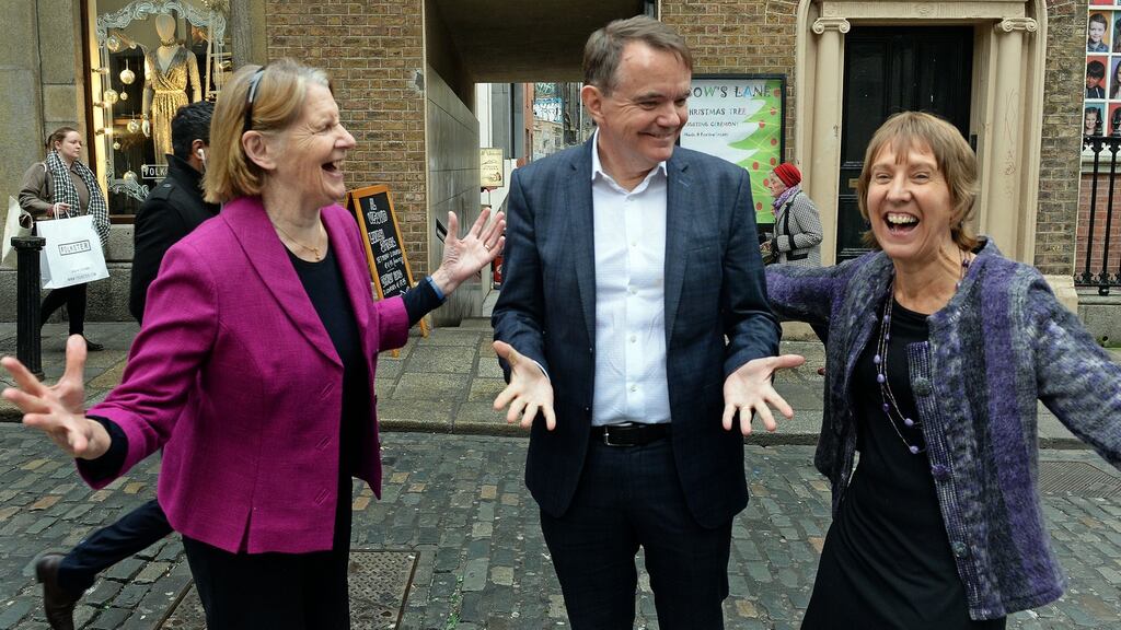 Barry O’Sullivan, who donated his Inis Mór holiday home to charity, with Sr Stanislaus Kennedy (left), Focus Ireland, and Jacque Horan, COPE Galway. The sale raised €273,000 which will go to the charities. File photograph: Eric Luke/The Irish Times