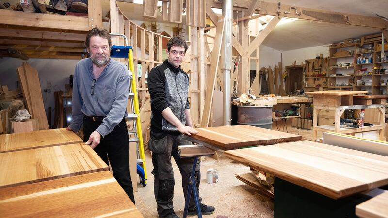 Father and son master craftsmen Ben and Jason in their workshop near their home in Co Galway. Photograph: Andrew Downes, xposure