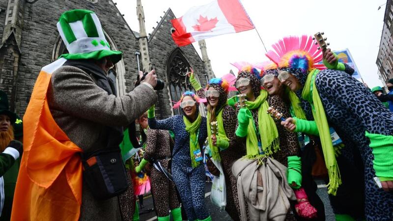 Visitors from Australia join the People’s Parade during festivities on Dublin’s O'Connell Street. Photograph: Alan Betson /The Irish Times