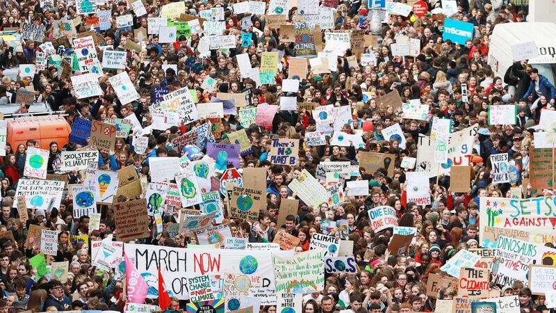 Students on the March for Climate Change in March. Photograph: Nick Bradshaw/The Irish Times