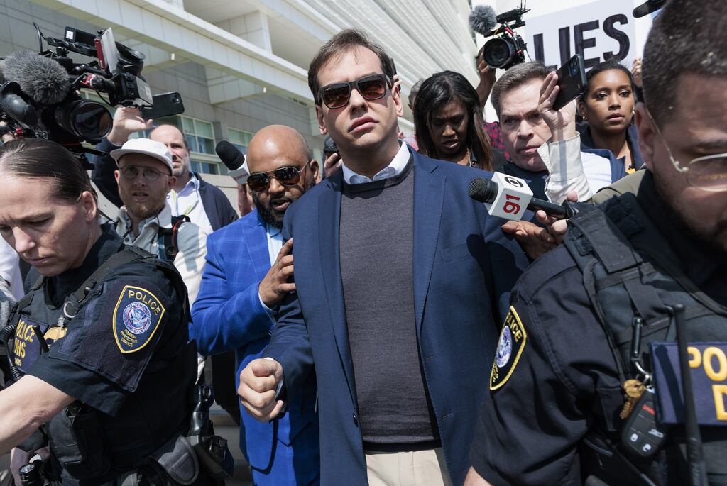 Republican congressman George Santos outside the federal courthouse in Long Island where he pleaded not guilty to charges including fraud and money laundering. Photograph: EPA