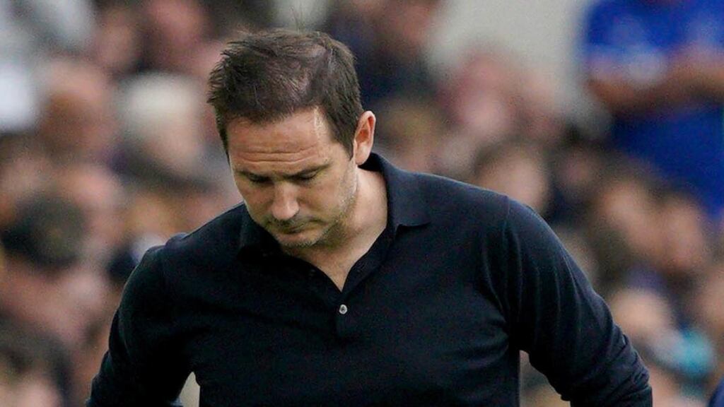 Everton manager Frank Lampard during his team’s defeat to Brentford at Goodison Park. Photograph: Peter Byrne/PA