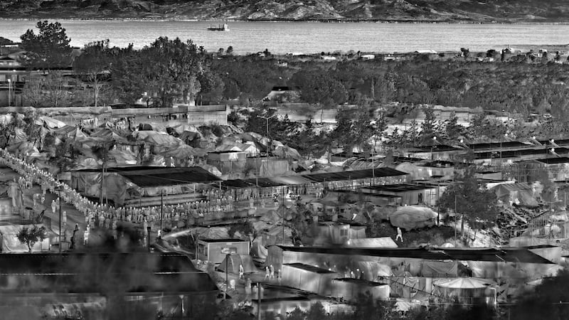 Moria in Snow by photographer Richard Mosse