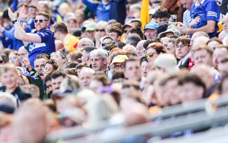 Laois fans celebrate after their win over Antrim on Sunday. Photograph: Tom Maher/Inpho