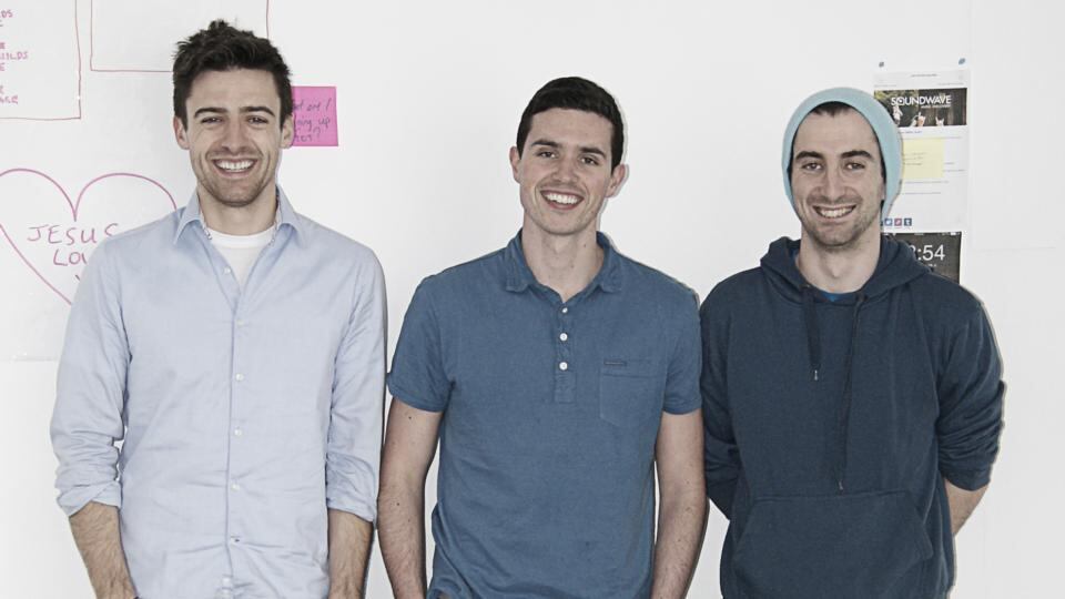 Crest of a wave: Brendan O’Driscoll with his fellow Soundwave founders Craig Watson and Aidan Sliney