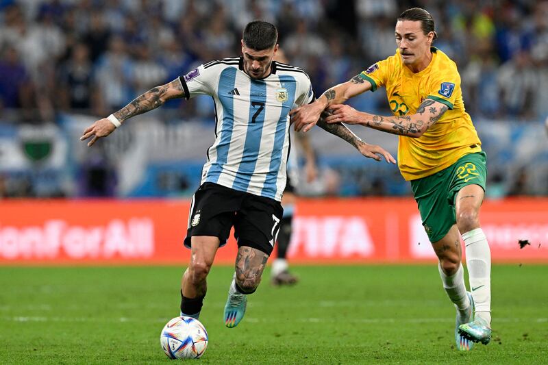 Rodrigo De Paul will have a critical role to play for Argentina on Sunday. Photograph: Alfredo Estrella/AFP via Getty Images