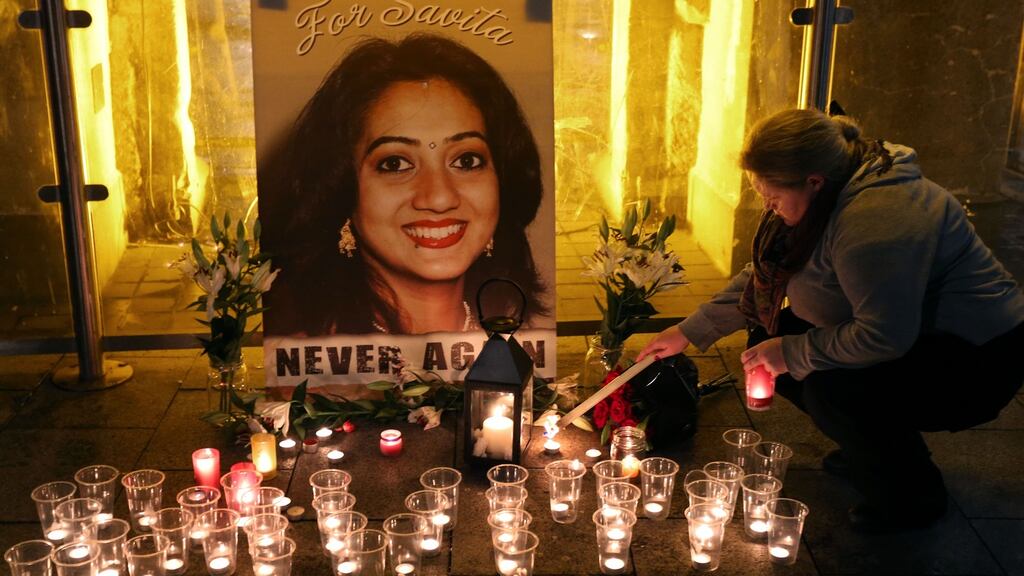 A candlelight vigil in Galway marking the anniversary of Savita Halappanavar’s death. File photograph: Joe O’Shaughnessy