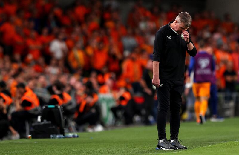 Ireland manager Stephen Kenny during the Republic of Ireland vs The Netherlands match at Aviva Stadium on December 11th. Photograph: Ryan Byrne/Inpho