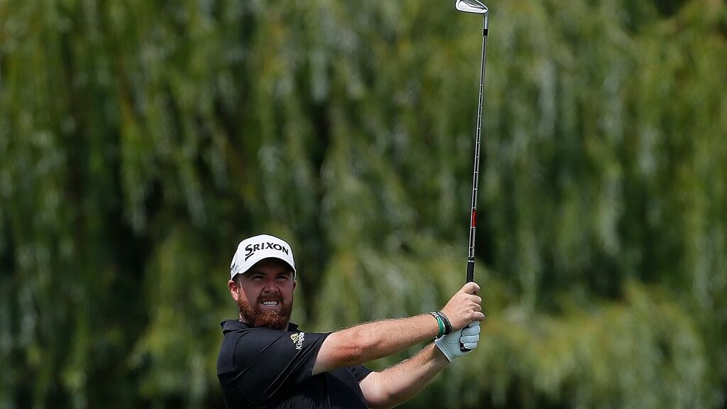 Shane Lowry plays a shot on the 10th hole during a practice round for the Northern Trust at Liberty National Golf Club in Jersey City, New Jersey. Photo: Kevin C. Cox/Getty Images