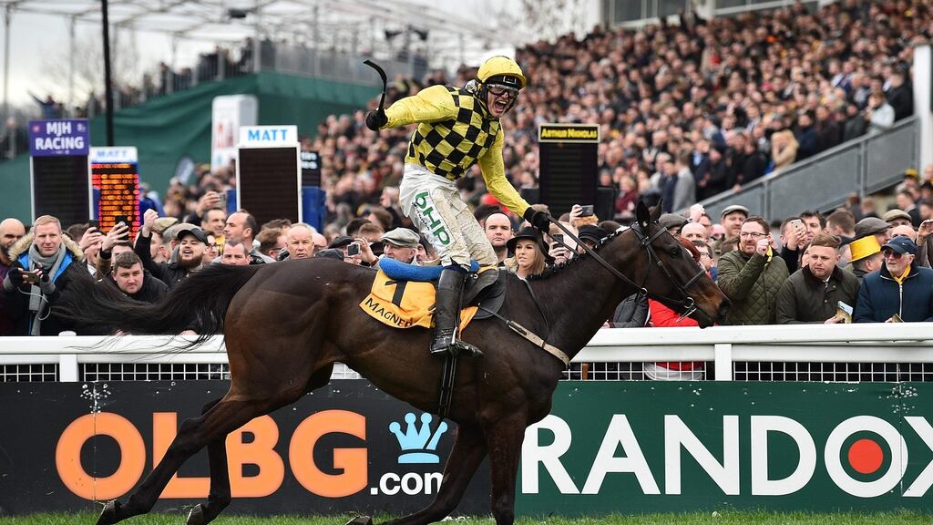 Irish jockey Paul Townend rides Al Boum Photo to win the Gold Cup on the final day of the Cheltenham Festival. Photograph: Glyn Kirk/AFP/Getty Images