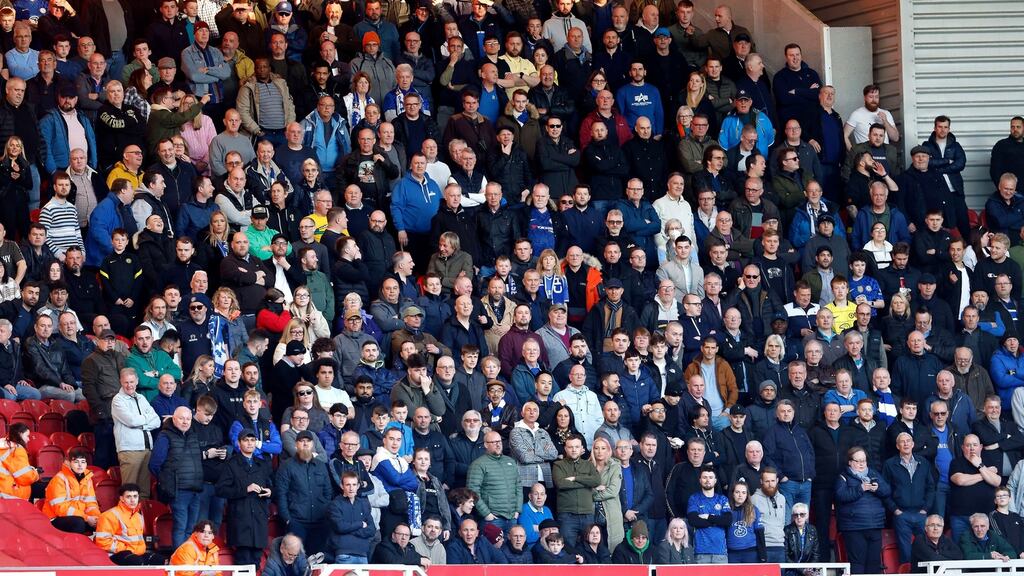 Chelsea fans in the away stand during the FA Cup quarter final match against Middlesbrough at the Riverside Stadium. Photograph: Richard Sellers/PA Wire