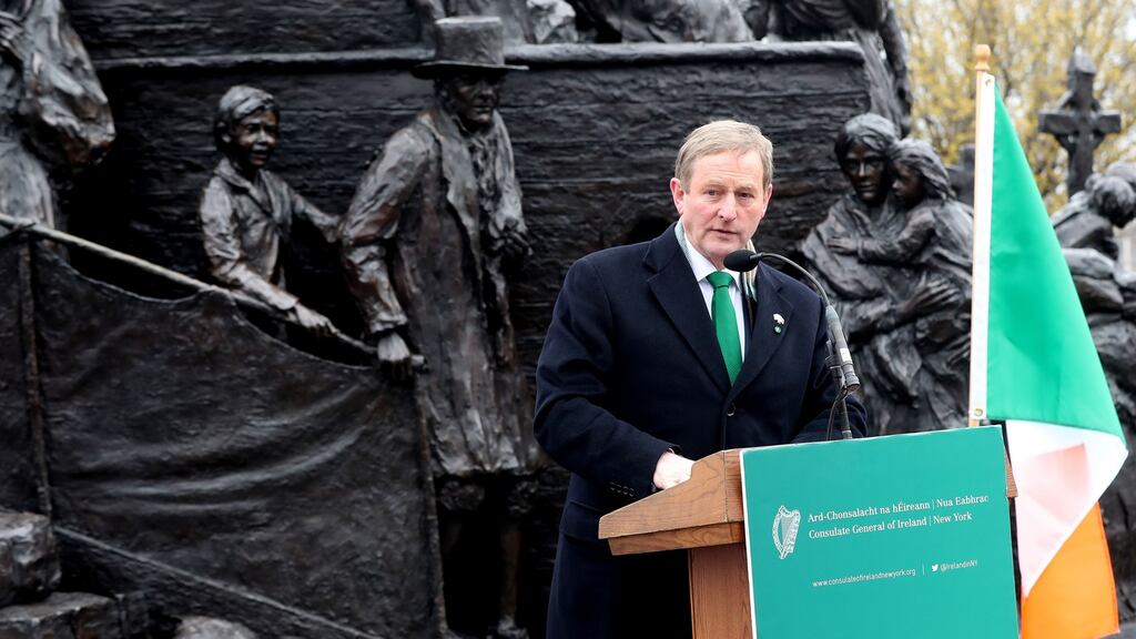 Taoiseach Enda Kenny  in Philadelphia: suggested that a referendum on allowing Irish citizens abroad to vote in presidential elections was possible  in 2018. Photograph: Niall Carson/PA Wire