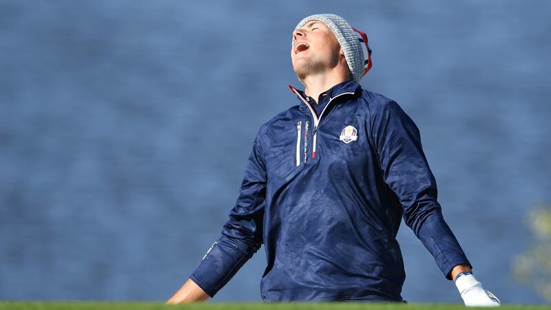 Jordan Spieth reacts to a shot. Photograph: Stuart Franklin/Getty Images
