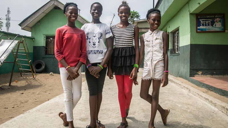 Precious Duru, Beauty Omondiagbe, Daniella Nnamani and Favour Duru, students of the Leap of Dance Academy in western Lagos. Photograph: Sally Hayden