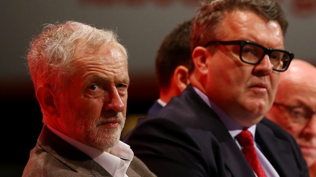 File photo of Labour party leader Jeremy Corbyn (left) with deputy leader Tom Watson as Corbyn has directly attacked Watson over his claims that “Trotsky entryists” are manipulating young party members to boost support for the Labour leader. Photograph: Gareth Fuller/PA
