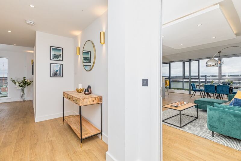 The open-plan living area.