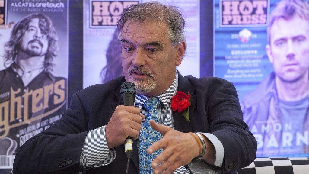 Ian Bailey launching his book of poetry in the Hot Press tent at Electric Picnic Photograph: Dave Meehan/The Irish times