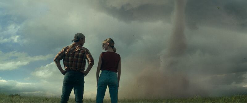 Glen Powell and Daisy Edgar-Jones in Twisters. Photograph: Universal Pictures/Warner Bros Pictures/Amblin Entertainment