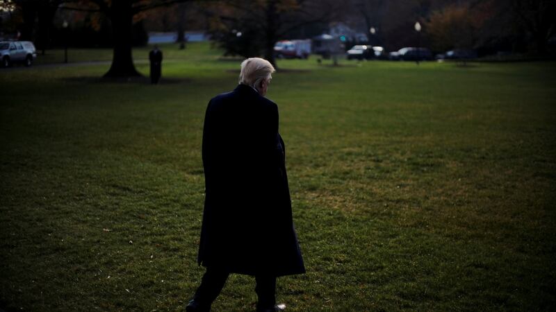 US president Donald Trump departs the White House for New York on Saturday. Photograph: James Lawler Duggan/Reuters.