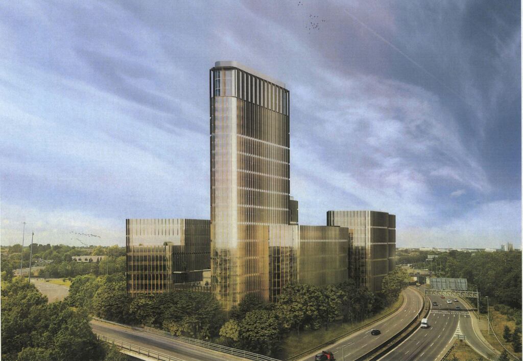 An Bord Pleanála has refused planning permission for a planned 28-storey hotel and office scheme at N3 junction with M50 in Dublin. Image: Propotron